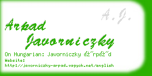 arpad javorniczky business card